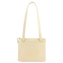 Chanel Vintage Beige Leather Logo Shoulder Bag