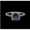 Image 2 : 0.78 ctw Tanzanite and Diamond Ring - 14KT White Gold