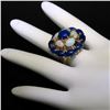 Image 6 : 14k Yellow Gold Opal & Lapis Flower Cluster Dome Cocktail Ring