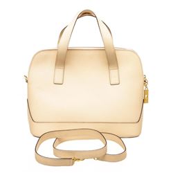 Celine Vintage Cream Textured Leather Tote Shoulder Bag