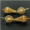 Image 4 : Unique 18K Yellow Gold Open Twisted Wire Dangle Citrine Bead Lever Back Earrings