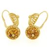 Image 7 : Unique 18K Yellow Gold Open Twisted Wire Dangle Citrine Bead Lever Back Earrings