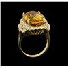 Image 4 : 14KT Yellow Gold 11.17 ctw Citrine and Diamond Ring