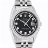 Image 1 : Rolex Mens Stainless Steel Black String Diamond 36MM Datejust Wristwatch With Ro
