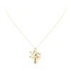 Image 2 : 0.10 ctw Emerald and Freshwater Pearl Floral Pendant with Chain - 14KT Yellow Go