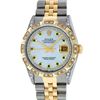 Image 2 : Rolex Mens 2 Tone 14K Lugs MOP Emerald String Pyramid Diamond Datejust