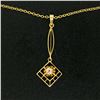 Image 1 : 14k Gold Cushion Mine Cut Diamond Lavalier Pendant