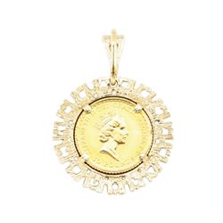 1/10th British Sovereign Coin Pendant - 14KT - 24KT Yellow Gold