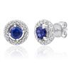 Image 1 : 14k White Gold 1.17CTW Diamond and Sapphire Earrings, (I2/H-I)