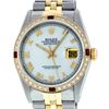 Image 1 : Rolex Mens 2 Tone 14K Mother Of Pearl Diamond & Ruby 36MM Datejust Wristwatch