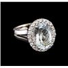 Image 1 : 5.67 ctw Aquamarine and Diamond Ring - 14KT White Gold