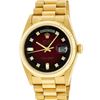 Image 2 : Rolex Mens 18K Yellow Gold Red Vignette Diamond Quickset President Wristwatch Wi