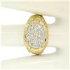 Image 3 : NEW Mens 14K Two Tone Gold Nugget Texture .60 ctw Oval Round Diamond Cluster Rin