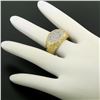 Image 4 : NEW Mens 14K Two Tone Gold Nugget Texture .60 ctw Oval Round Diamond Cluster Rin