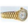 Image 2 : Rolex Ladies 18K Yellow Gold Mother Of Pearl String Diamond President Wristwatch