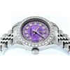 Image 5 : Rolex Ladies Stainless Steel Quickset Purple String Diamond Lugs Datejust Wristw