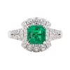 Image 2 : 1.60 ctw Emerald and Diamond Ring - 18KT White Gold