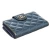 Image 4 : Chanel Blue Quilted Patent Leather Compact Wallet