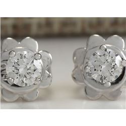 0.30CTW Natural Diamond Earrings 18K Solid White Gold