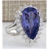 Image 2 : 7.26 CTW Natural Tanzanite And Diamond Ring In 18K White Gold