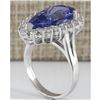 Image 3 : 7.26 CTW Natural Tanzanite And Diamond Ring In 18K White Gold
