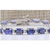 Image 1 : 20.30 CTW Natural Tanzanite And Diamond Bracelet In 18K Solid White Gold