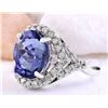 Image 2 : 5.82 CTW Natural Tanzanite 14K Solid White Gold Diamond Ring