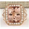 Image 1 : 12.34 CTW Natural Morganite And Diamond Ring In 14k Rose Gold