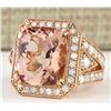 Image 2 : 12.34 CTW Natural Morganite And Diamond Ring In 14k Rose Gold