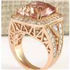 Image 3 : 12.34 CTW Natural Morganite And Diamond Ring In 14k Rose Gold