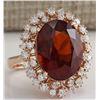Image 2 : 17.99 CTW Natural Hessonite Garnet And Diamond Ring 14K Solid Rose Gold