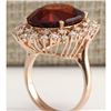 Image 3 : 17.99 CTW Natural Hessonite Garnet And Diamond Ring 14K Solid Rose Gold