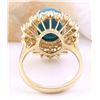 Image 3 : 7.10 CTW Natural Turquoise 14K Solid Yellow Gold Diamond Ring