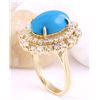 Image 4 : 7.10 CTW Natural Turquoise 14K Solid Yellow Gold Diamond Ring