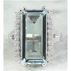 7.27 CTW Aquamarine 14K White Gold Diamond Ring
