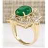 Image 3 : 6.00 CTW Natural Emerald And Diamond Ring In 18K Yellow Gold