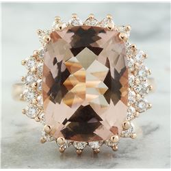 8.25 CTW Morganite 18K Rose Gold Diamond Ring