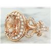 Image 2 : 4.50 CTW Morganite 14 K Rose Gold Diamond Ring
