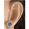 Image 3 : 2.65 CTW Natural Blue Tanzanite And Diamond Earrings 18K Solid Yellow Gold