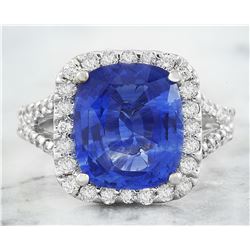 6.50 CTW Sapphire 14K White Gold Diamond Ring