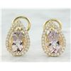 Image 1 : 4.30 CTW Morganite 18K Yellow Gold Diamond Earrings