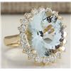 Image 2 : 7.61 CTW Natural Aquamarine And Diamond Ring In 18K Solid Yellow Gold
