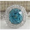 Image 1 : 13.28 CTW Natural Zircon And Diamond Ring 14K Solid White Gold