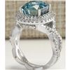 Image 3 : 13.28 CTW Natural Zircon And Diamond Ring 14K Solid White Gold