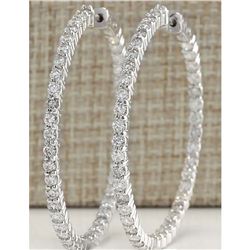 2.68 CTW Natural Diamond Hoop Earrings 14k Solid White Gold