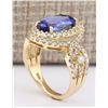 Image 3 : 5.11 CTW Natural Tanzanite And Diamond Ring In 14k Yellow Gold