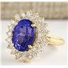 Image 2 : 7.26 CTW Natural Tanzanite And Diamond Ring In 14k Yellow Gold
