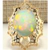 Image 1 : 8.92 CTW Natural Opal And Diamond Ring In 14k Yellow Gold