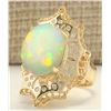 Image 2 : 8.92 CTW Natural Opal And Diamond Ring In 14k Yellow Gold