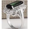 Image 3 : 11.67 CTW Natural Green Tourmaline And Diamond Ring 18K Solid White Gold